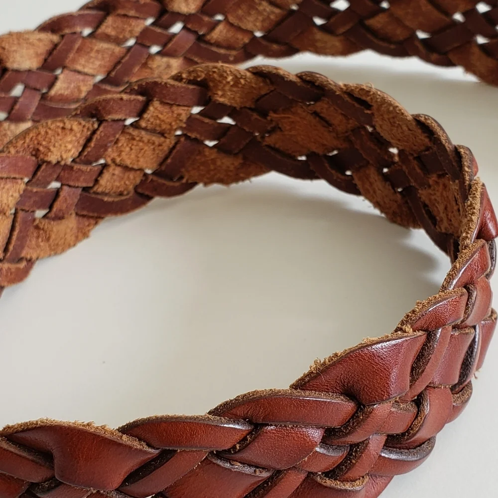 Brown Braided Leather Women's Belt